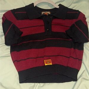 Women's Striped Crop Top - Black and Red